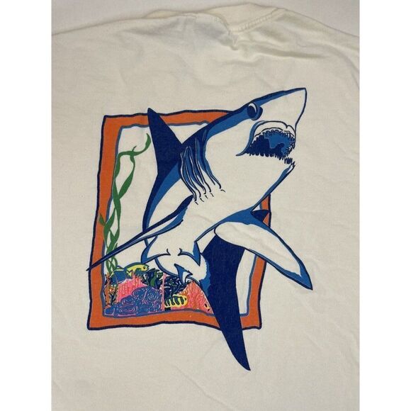 VINTAGE Shark T-457 Graphic T-shirt Men XL White Short Sleeve - Picture 2 of 10